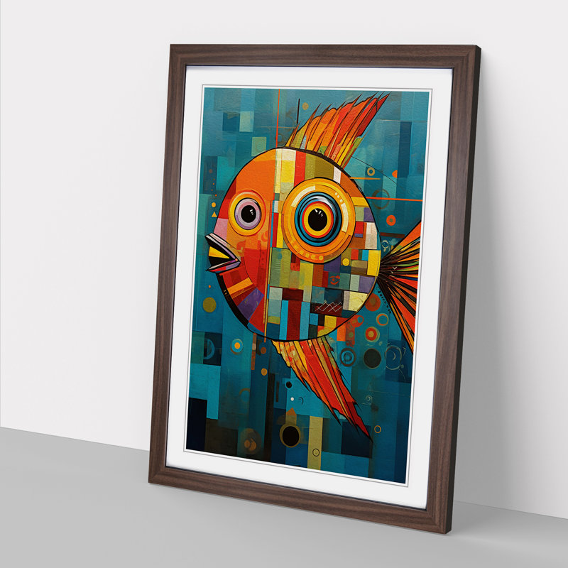 Fish Constructivism Art - Framed Print, Walnut Framed, 64cm H x 46cm W