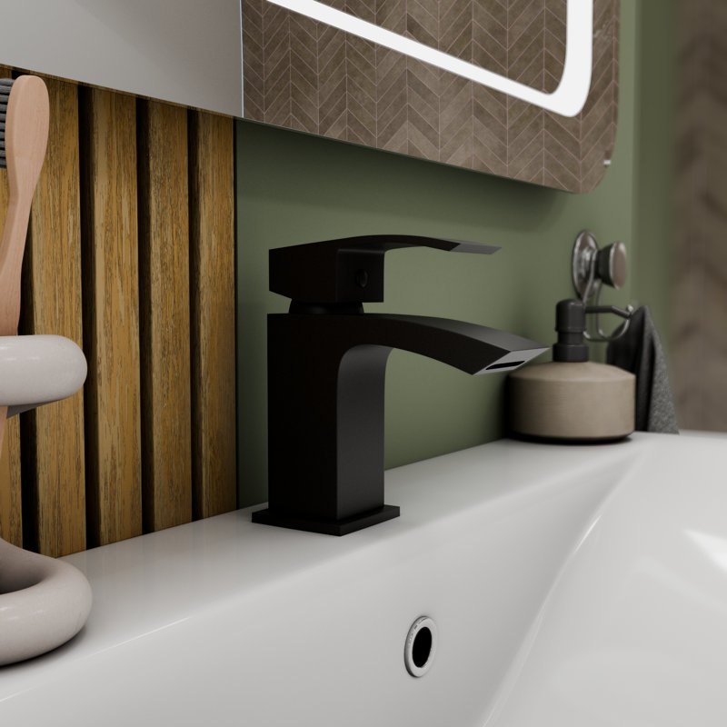  Trace Mono Basin Mixer Tap with Waste - Matt Black, Matte Black
