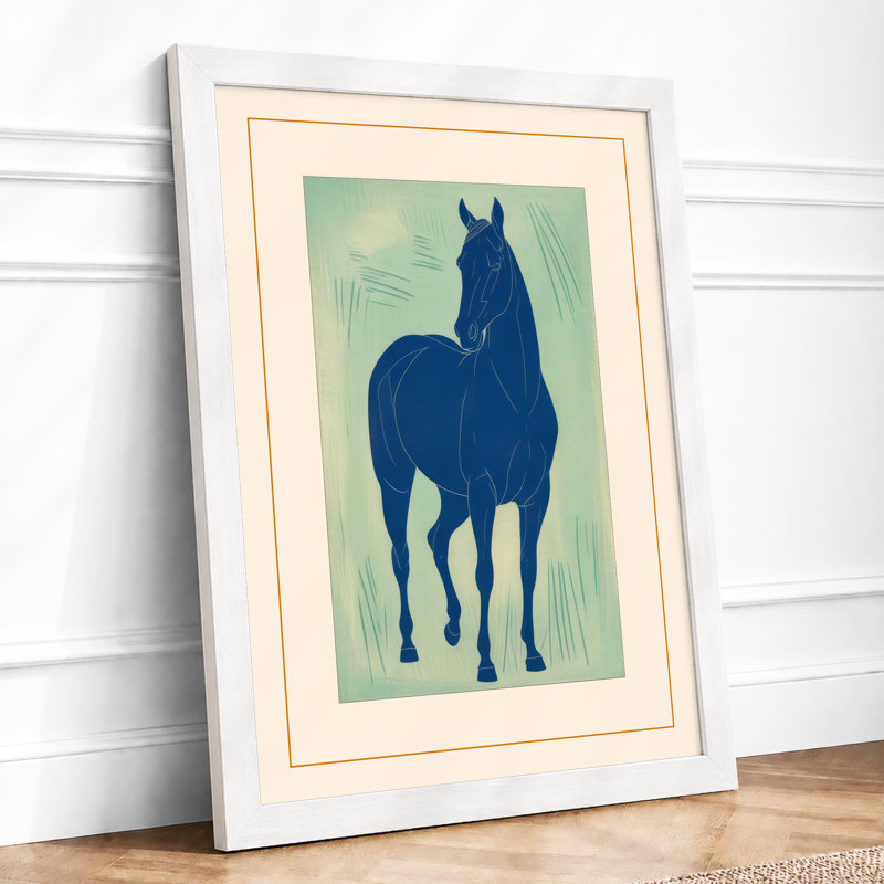 Standing Horse Minimalist - Framed Print, A4 - 29.7 x 21.0 cm, White