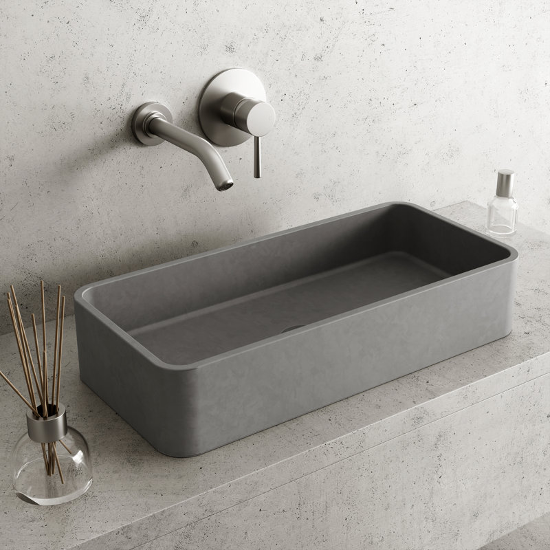 Palazzo Gothic 24" L x 11" W x 5" H Gray Handmade Rectangular Vessel Bathroom Sink