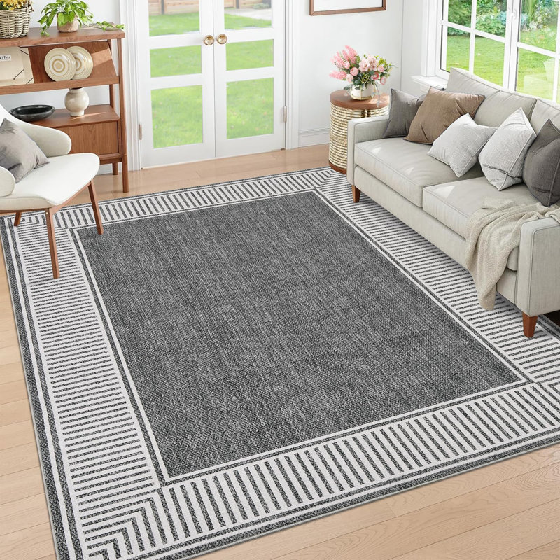 Striped Area Rug, Grey, 120*170cm