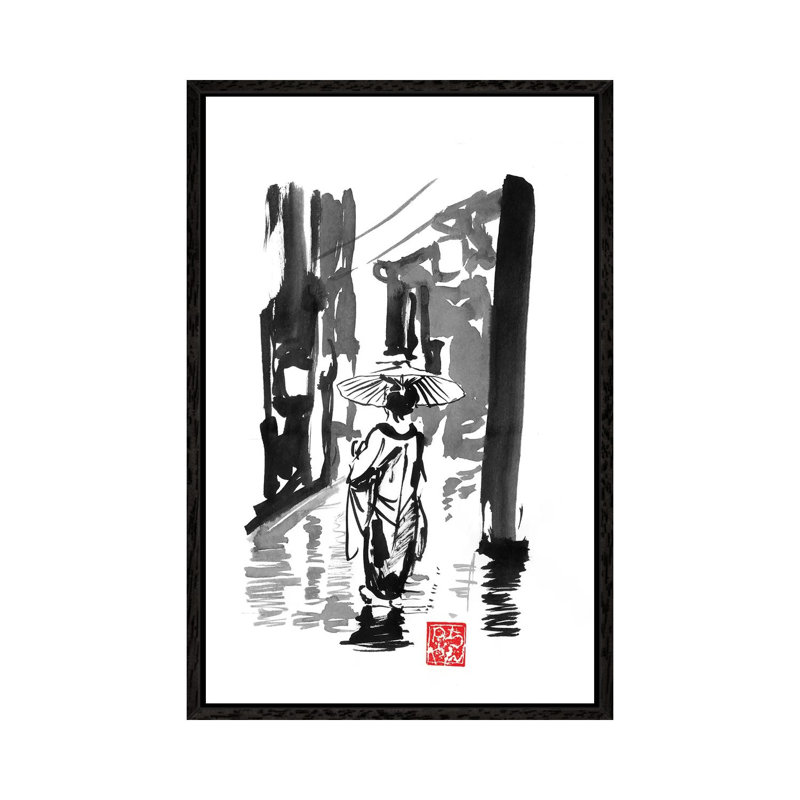 Rainy Day by Péchane - Print on Canvas, 66.04 cm H x 45.72 cm W, Black Framed