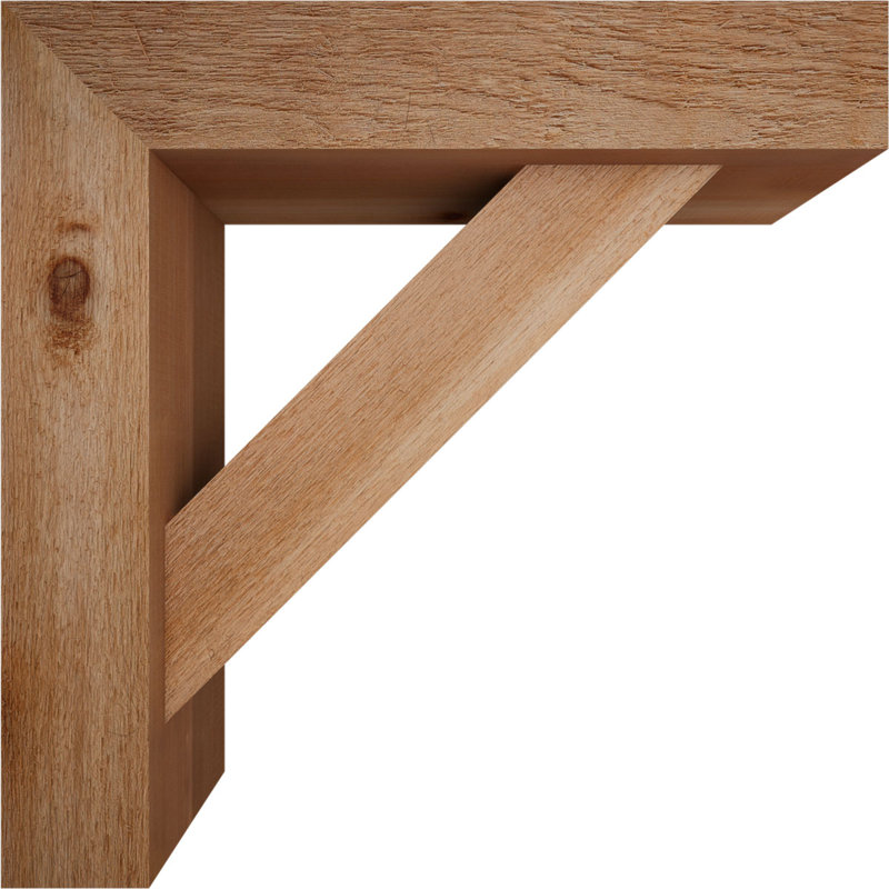 Traditional Block Bracket w/ Offset Brace, 24 x 24, 6"W Western Red Cedar (Rough Sawn)