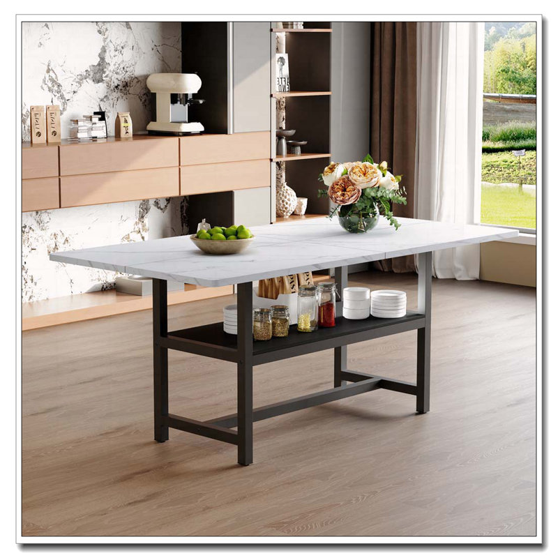 71"Long Dining Table With Shelf Storage