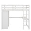 Lit mezzanine en bois avec garde-robe intégré, bureau, tablettes de rangement et tiroirs-1115180889