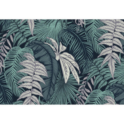 Toile luxuriante à feuilles tropicales vert foncé