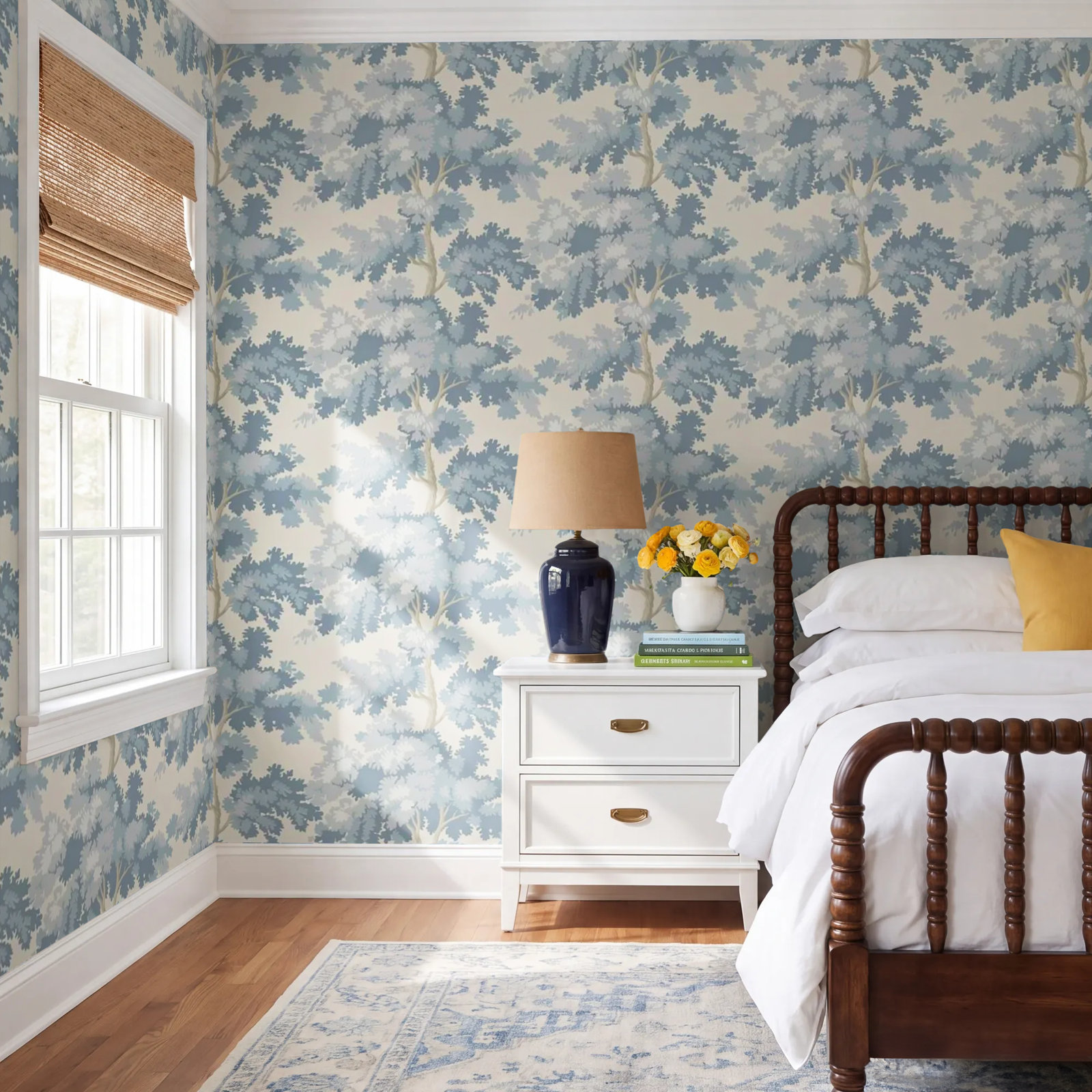 Raphael Floral Wallpaper, Light Blue