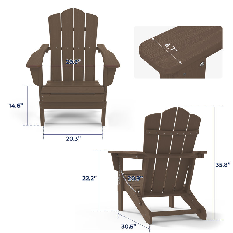 Chaise Adirondack pliante en plastique / résine Wolak, Brun