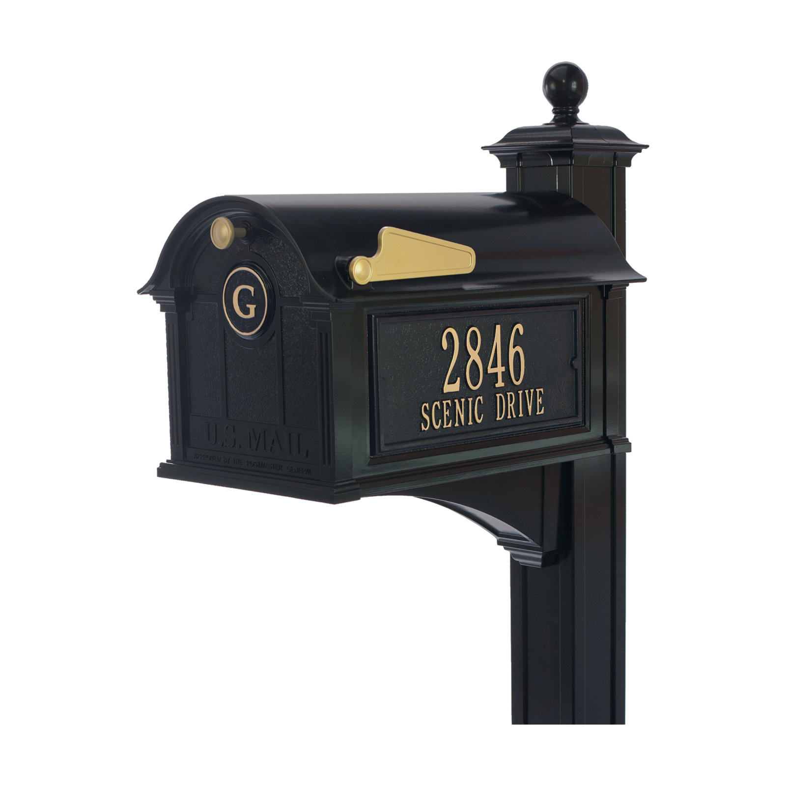 Balmoral Post Mounted Mailbox, Black, Yes