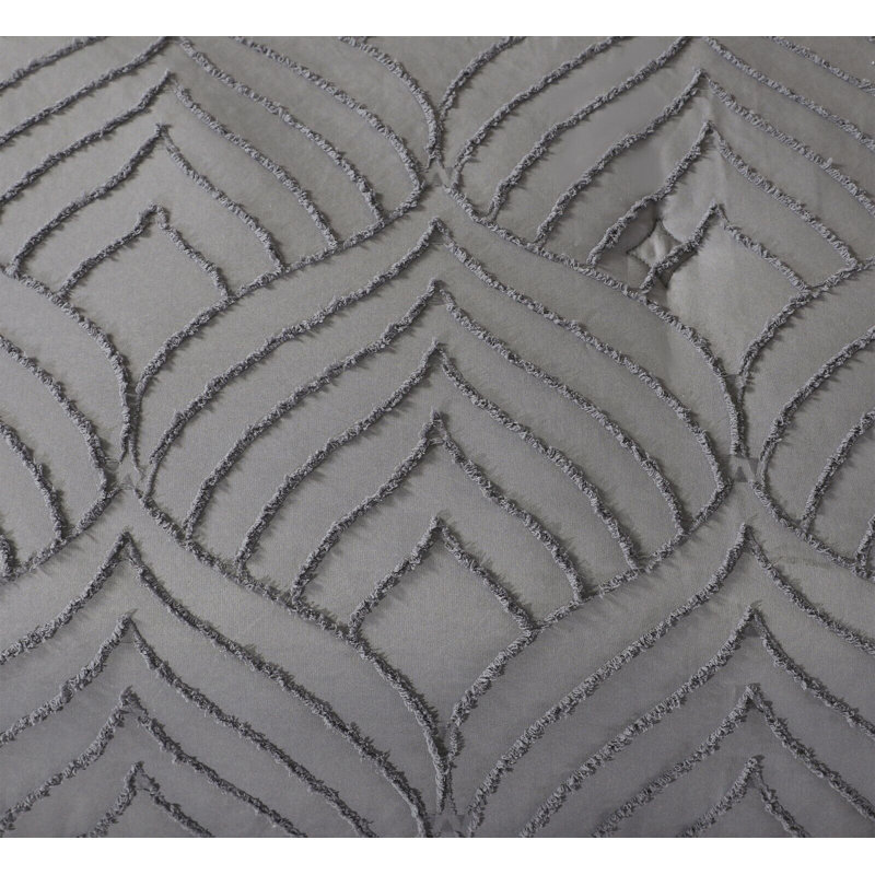 Camesha Microfiber Patchwork Bedspread with Pillow Shams, Grey, 275 x 255 cm