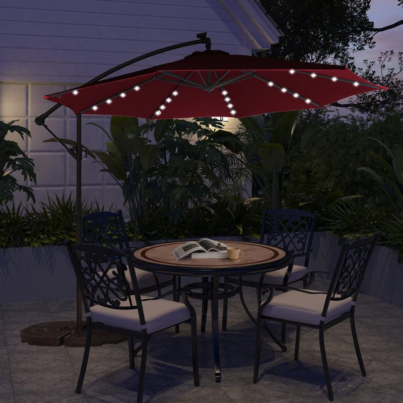 11 Ft. Outdoor Lighted Cantilever Umbrella, Red