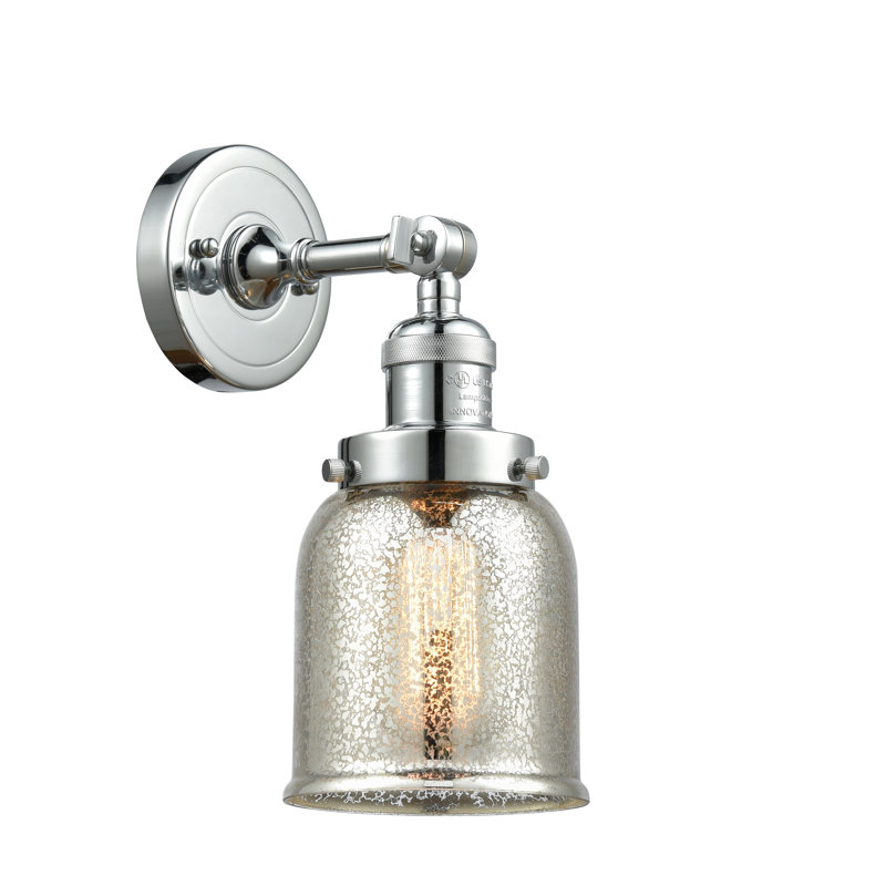 Applique murale 1 lumière 8 po Bell, Ampoule à DEL rétro de 6 watts, Argent mercuré, Chrome poli
