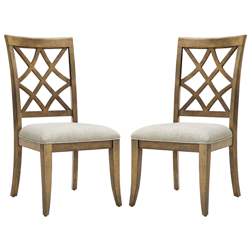 Ensemble de 2 chaises rembourrées de style Mid-Century en bois massif de couleur chêne blanc, Chêne blanc