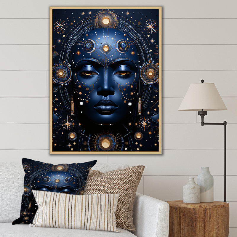Holdin Native Art Blue Celestial Guardians III - impression, H 20 po x l 12 po x P 1 po, Cadre naturel flottant