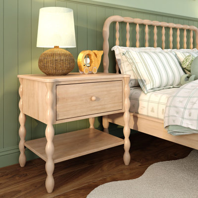 Jenny Lind Nightstand with 1 Drawer and Bottom Shelf, Blonde by Latitude Run