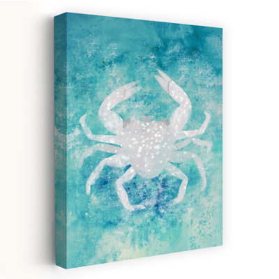 Ethereal Blue Crab Abstract Ethereal Serene Crab Nature Ocean Wall Art Print 1 Piece Wrapped Canvas Wall Art