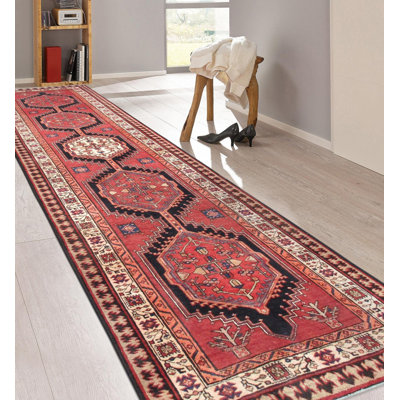 Tapis de couloir oriental en coton / laine noué à la main 3 pi 6 po x 10 pi 10 po Oriental