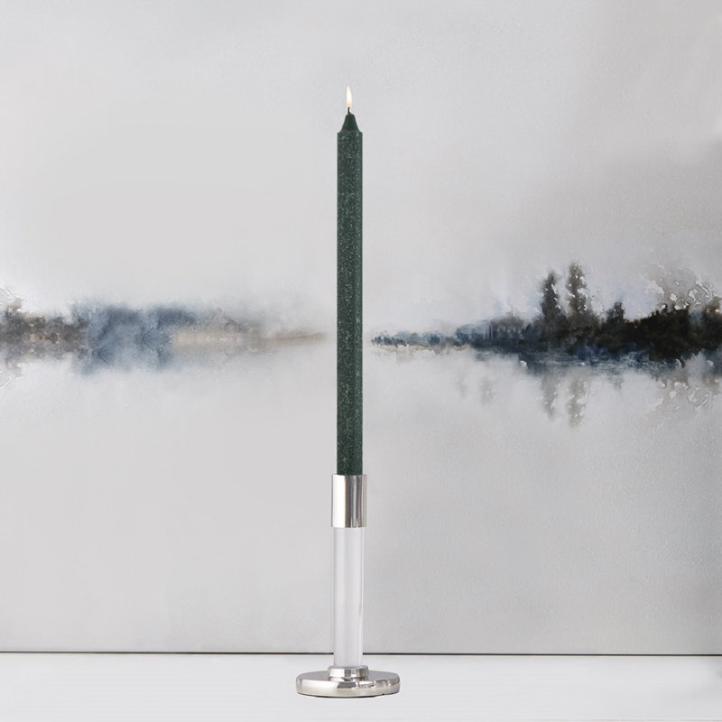 Timberline Arista Dinner Unscented Taper Candle, Dark Green, 12" H x 0.88" W x 0.88" D