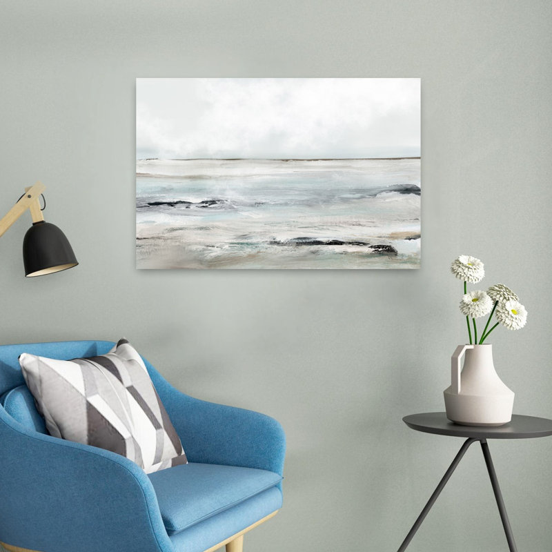 Art contemporain, poisson abstrait, paysage côtier, art, H 16 po x l 24 po