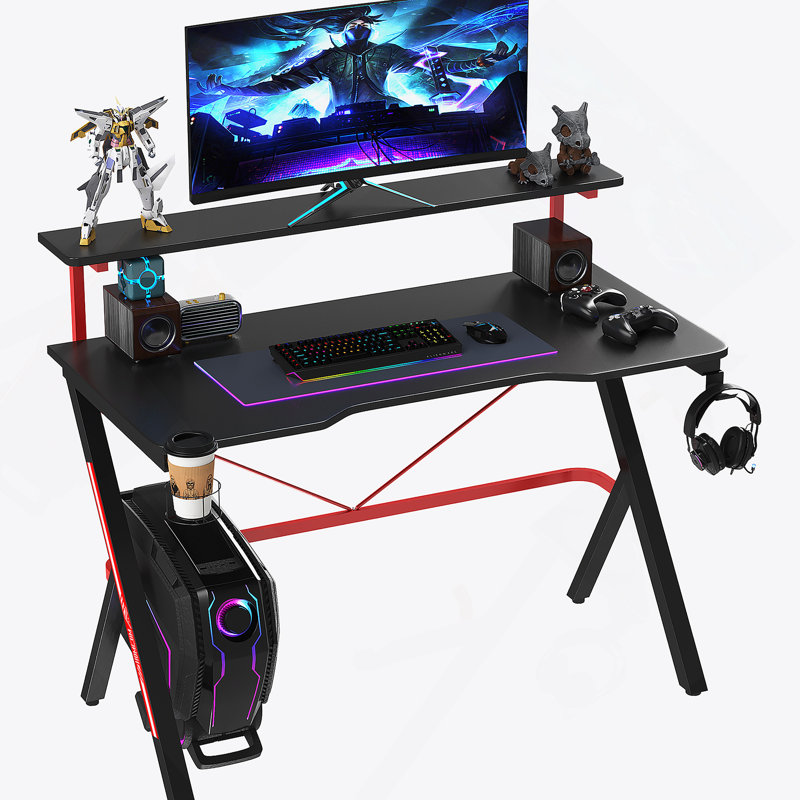 Bureau de jeu d'ordinateur de course avec porte-gobelet rotatif
