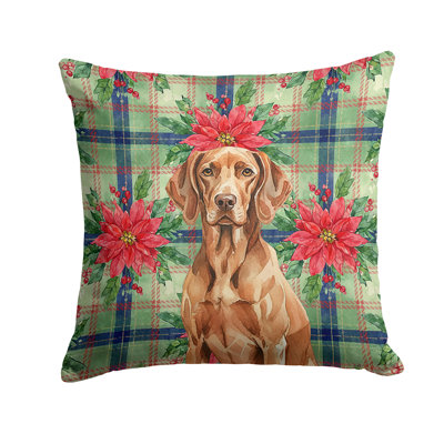 Liver Pointer Christmas PoinsettIas Throw Pillow
