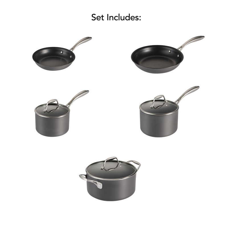 8-Piece Hard Anodized Non-Stick Aluminum Cookware Set