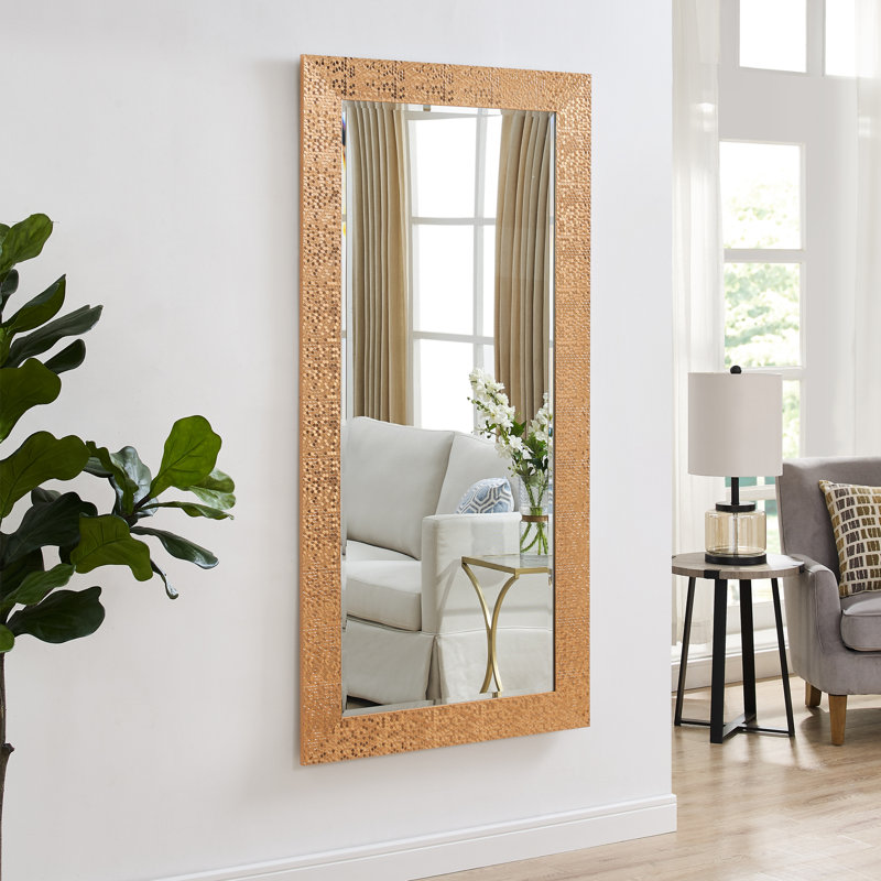 Jannatpreet Large Floor Mirror, Mosaic Full length Mirror, 66"L x 32"W Large Mirror, Standing Mirror/Wall Mirror, Copper