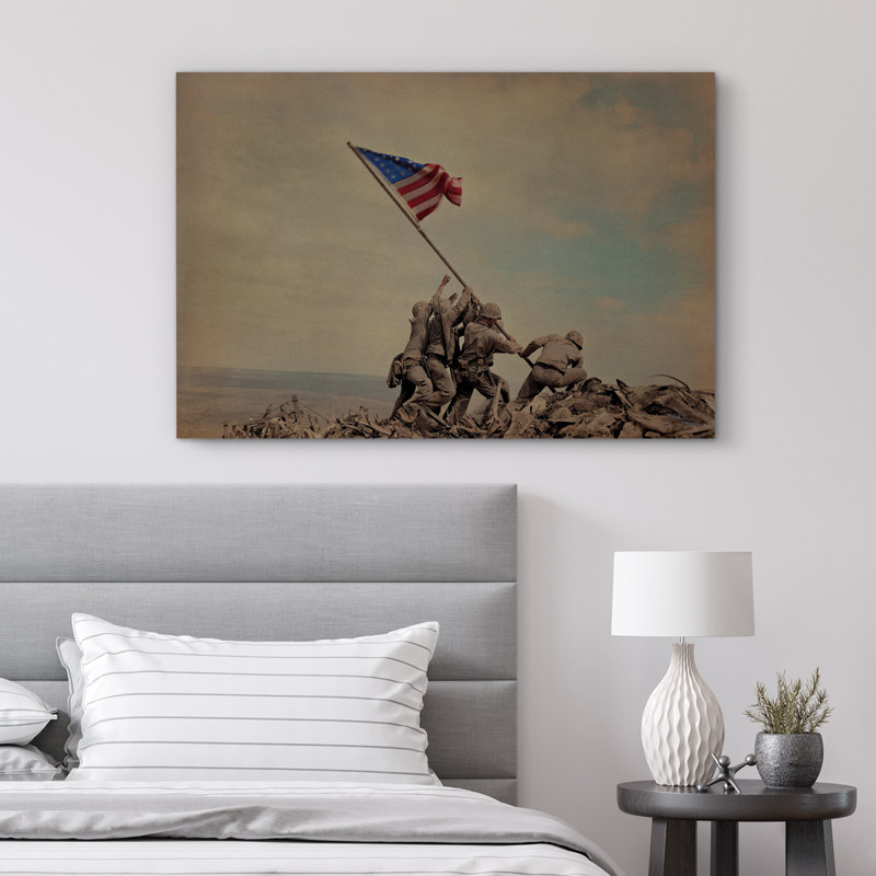 «Iwo Jima», drapeau rétro, scène historique, reproduction d'art sur toile, impression sur toile, H 16 po x l 24 po