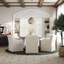 Ensemble de 2 chaises de salle à manger luxueuses avec fauteuil rembourré blanc avec poche latérale et roulettes