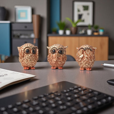 Ensemble de 3 sculptures hibou