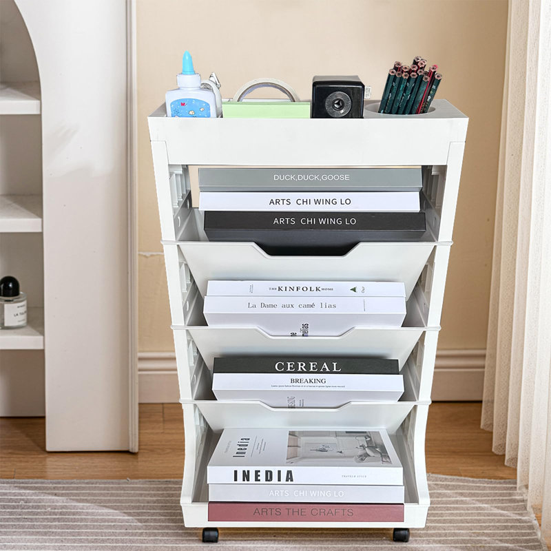 5 Tier Rolling Book Utility Cart with Wheels