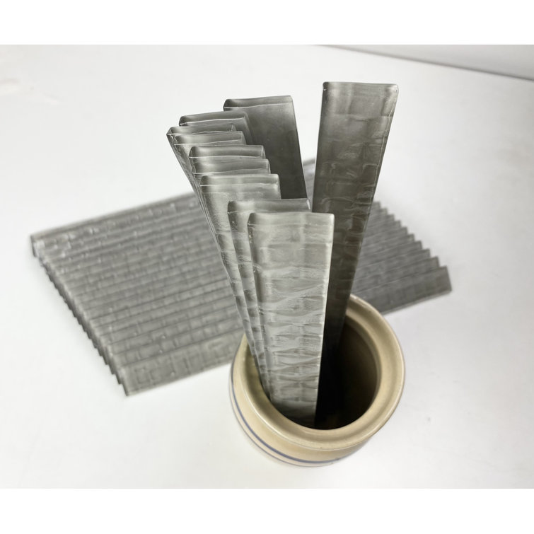 Metro Cubes 1 in. x 12 in. Textured Glass Straight Edge Trim Decorative Kitchen & Bathroom Wall Tile