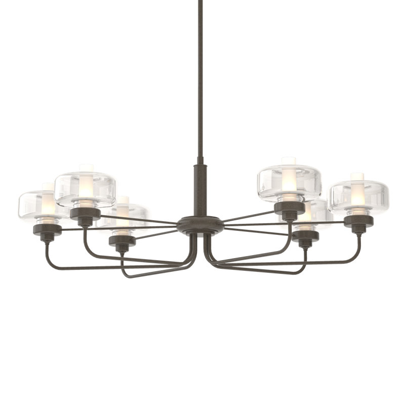 Nola 6 - Light Unique/Statement Classic/Traditional Chandelier, Clear Glass with Frost, Dark Smoke, 18.3" - 60.3"