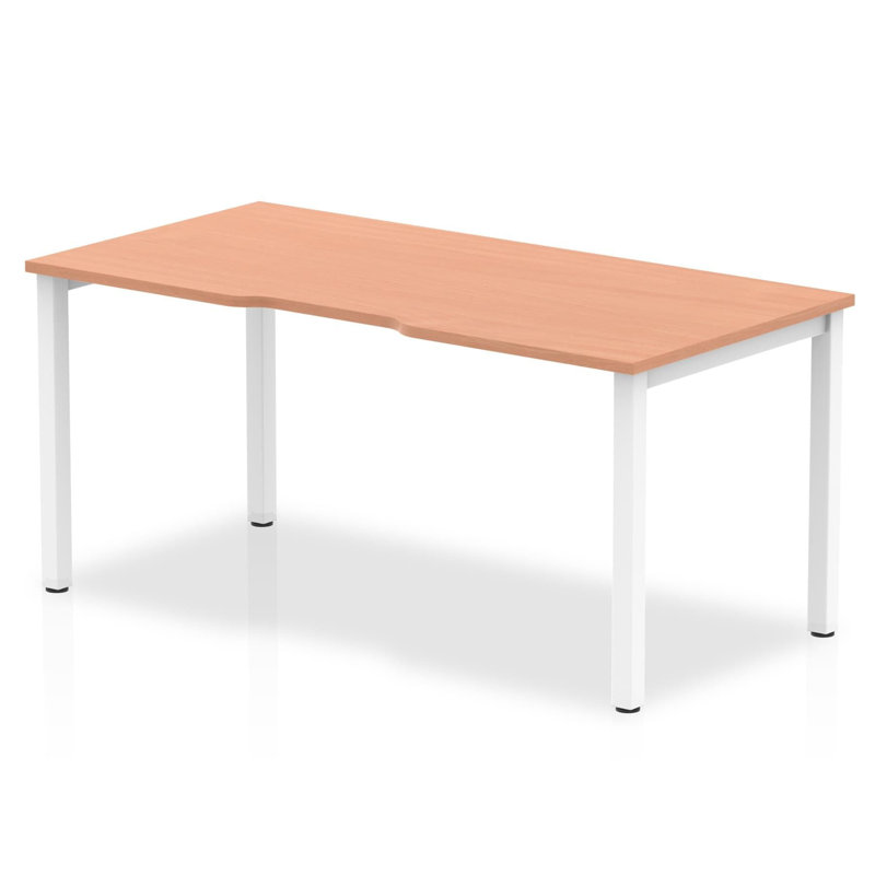 Jave Metal Base Computer Desk, 73cm H x 160cm W x 80cm D, White, Beech