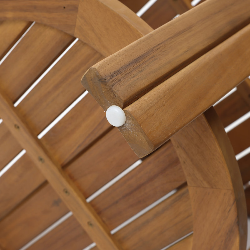 Table de bout d'extérieur Acacia, table de patio ronde avec plateau et tablette, hauteur 20,4 po