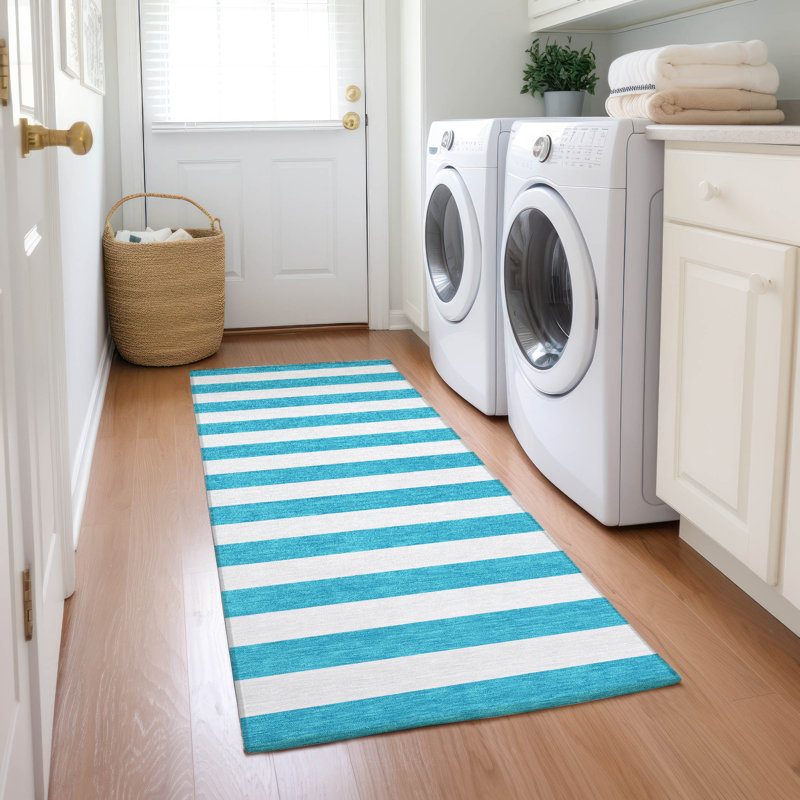 Washable Striped Indoor / Outdoor Rug, Runner 2'3" x 7'6"