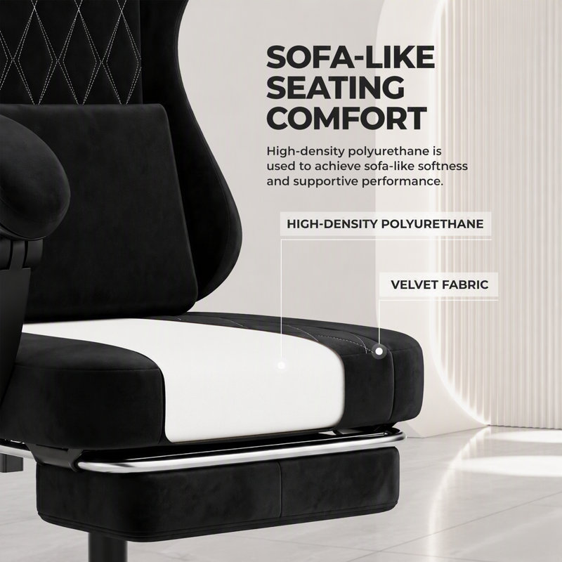 Fauteuil de jeu ergonomique avec soutien lombaire massant, pivotant et réglable en hauteur, dossier inclinable pour un confort et des performances améliorés