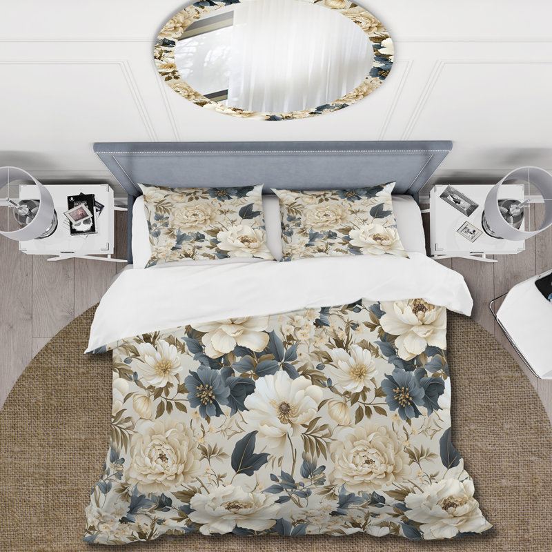 Ensemble de housse de couette Vintage Flora I - Plants, Housse de couette pour très grand lit et 2 très