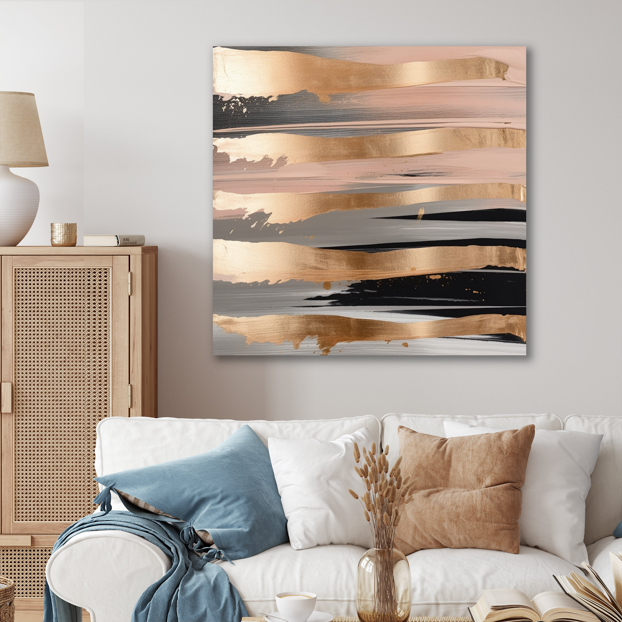 Mercer41 Gold and Pink Forms in Contemporary II - Unframed Graphic Art ...