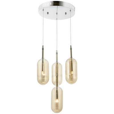 Luminaire suspendu cylindrique à 4 lumières