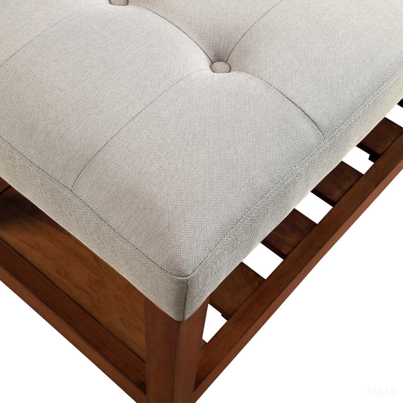 Banc rembourré en tissu avec rangement ouvert, Light Grey, Light Grey