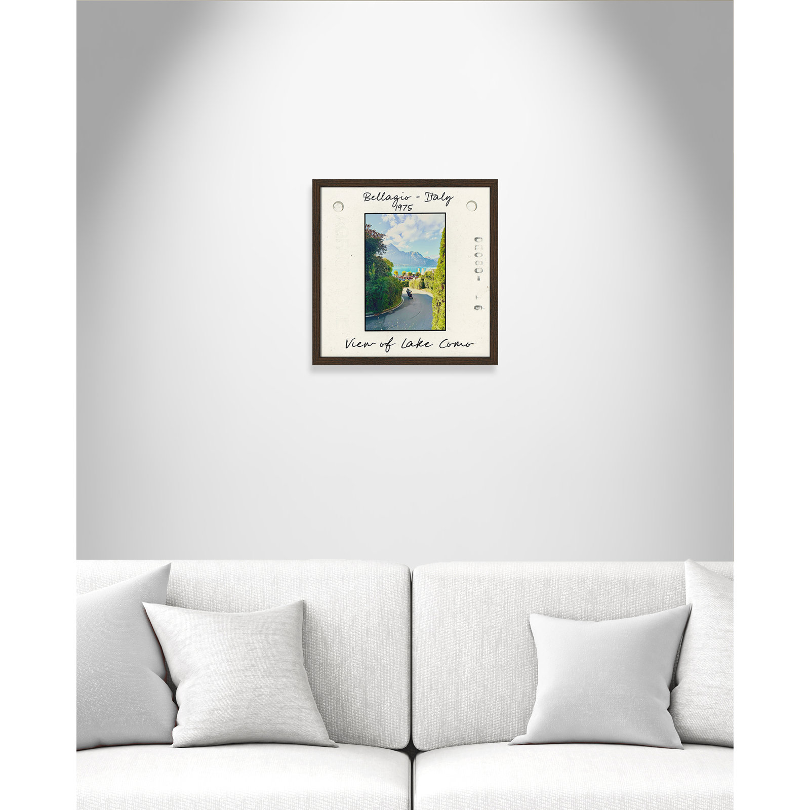 Belaggio, Italy - View of Lake Como Print by Susan Jill, 17" H x 17" W x 0.75" D, Walnut Single Picture Framed Paper