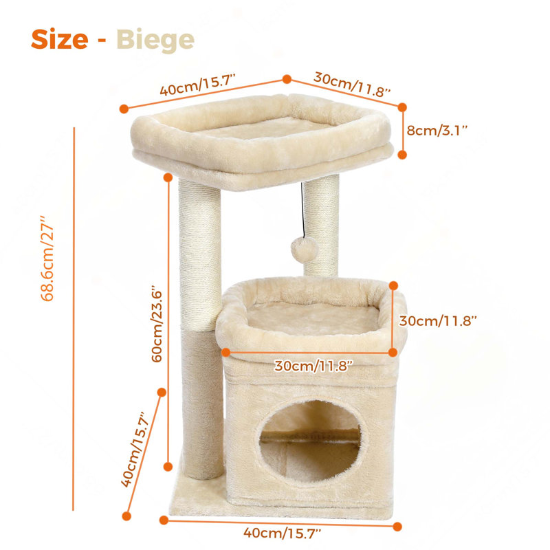 Tour d'intérieur pour chat en sisal naturel, Beige