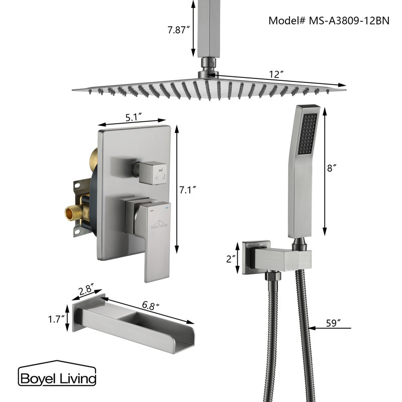All-In-One Kit with Rough in-Valve, Brushed Nickel