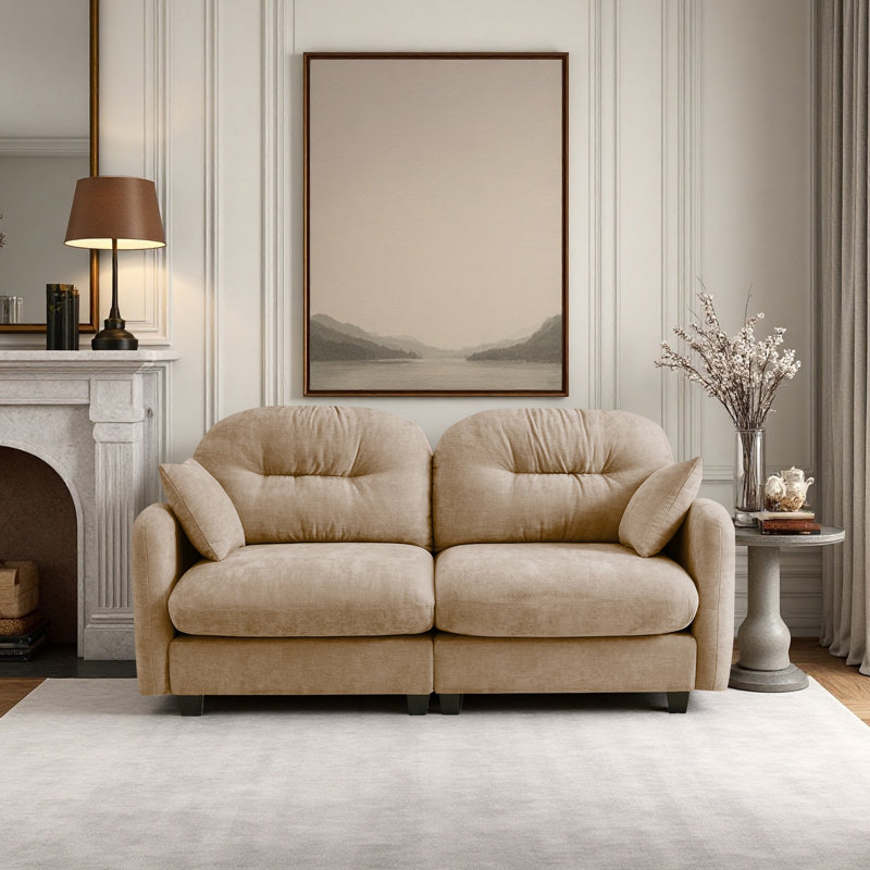 Chenille Sofa, Loveseat, Couch, Camel