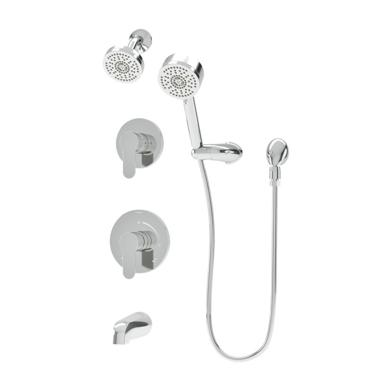 Système de douche et baignoire à deux poignées Identity HydroMersion, Chrome poli