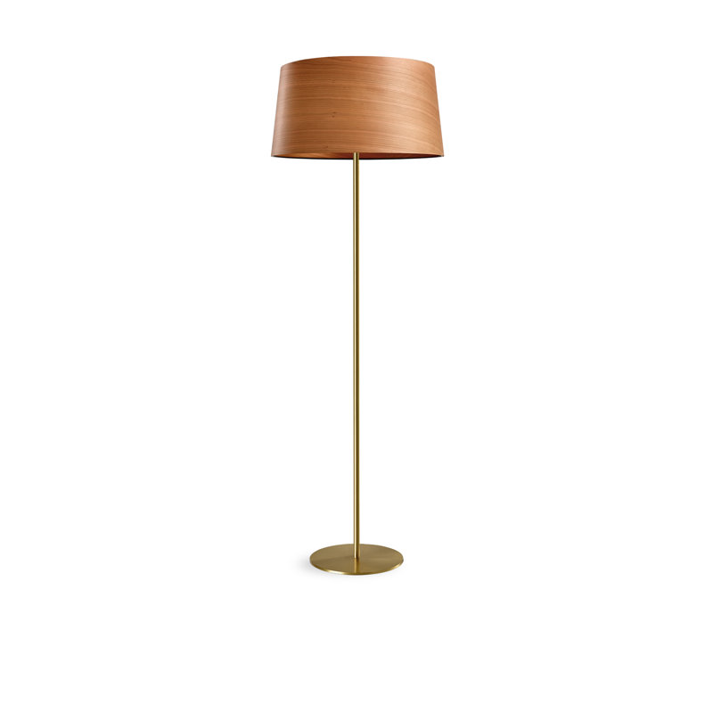 Zeta Floor Lamp - 18.5" Diameter, Gold, Natural Cherry, Non-Dimmable