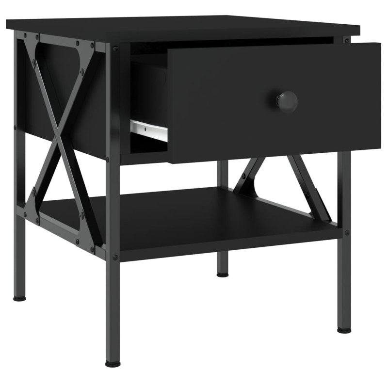 Tahnaout 40cm W Iron Bedside Table, Black, Set of 2