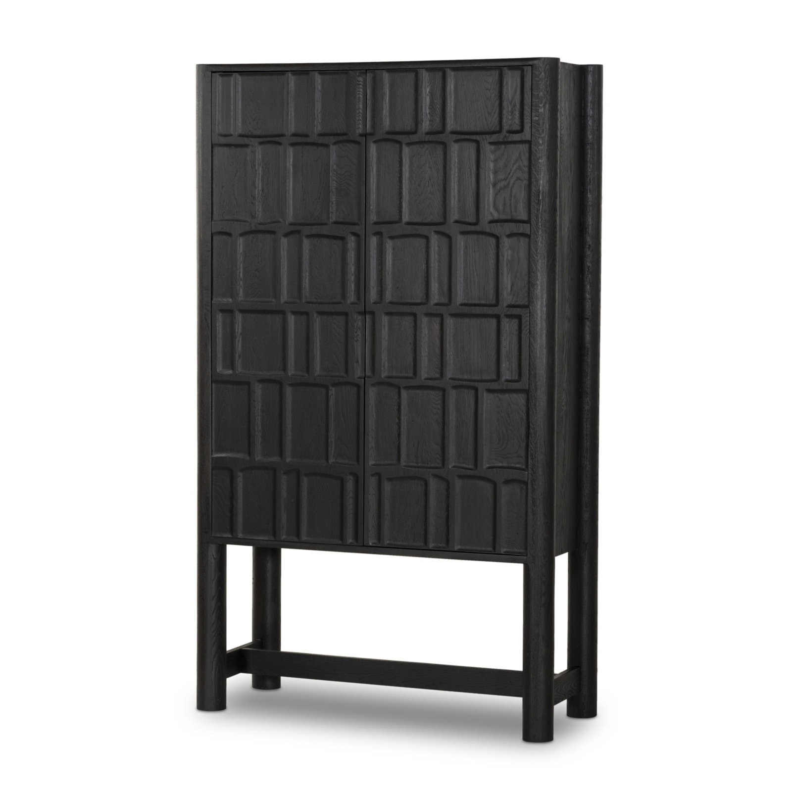 Junie Solid Wood Storage Cabinet, Black