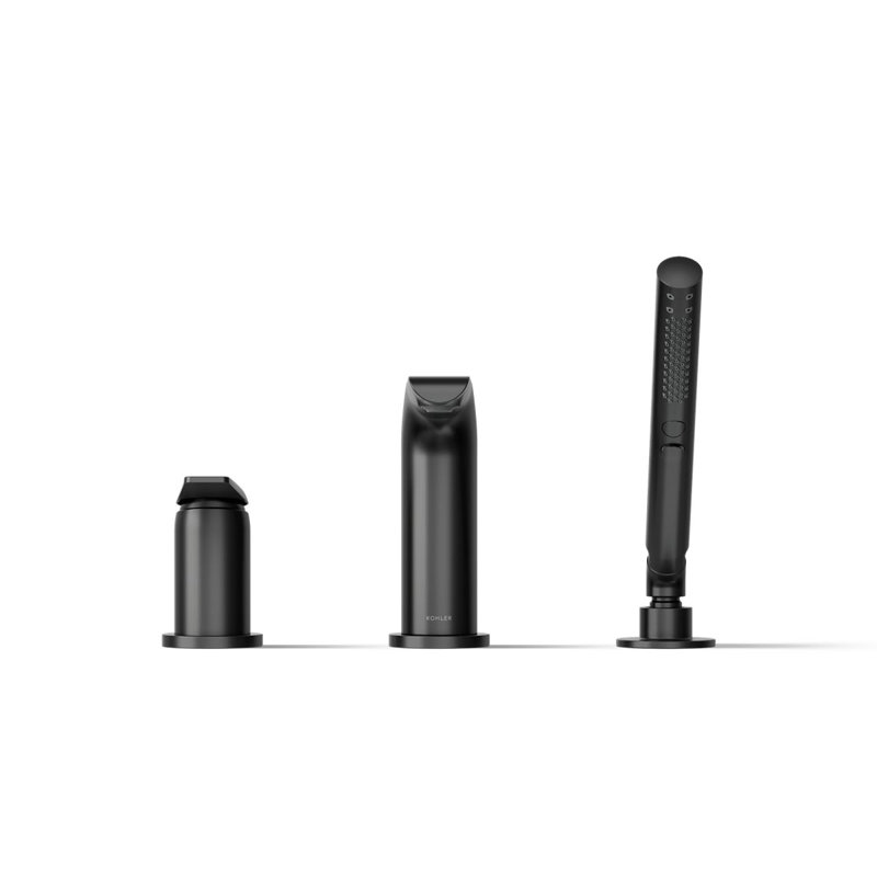 Avid Deck-Mount Bath Faucet With Handshower, Matte Black